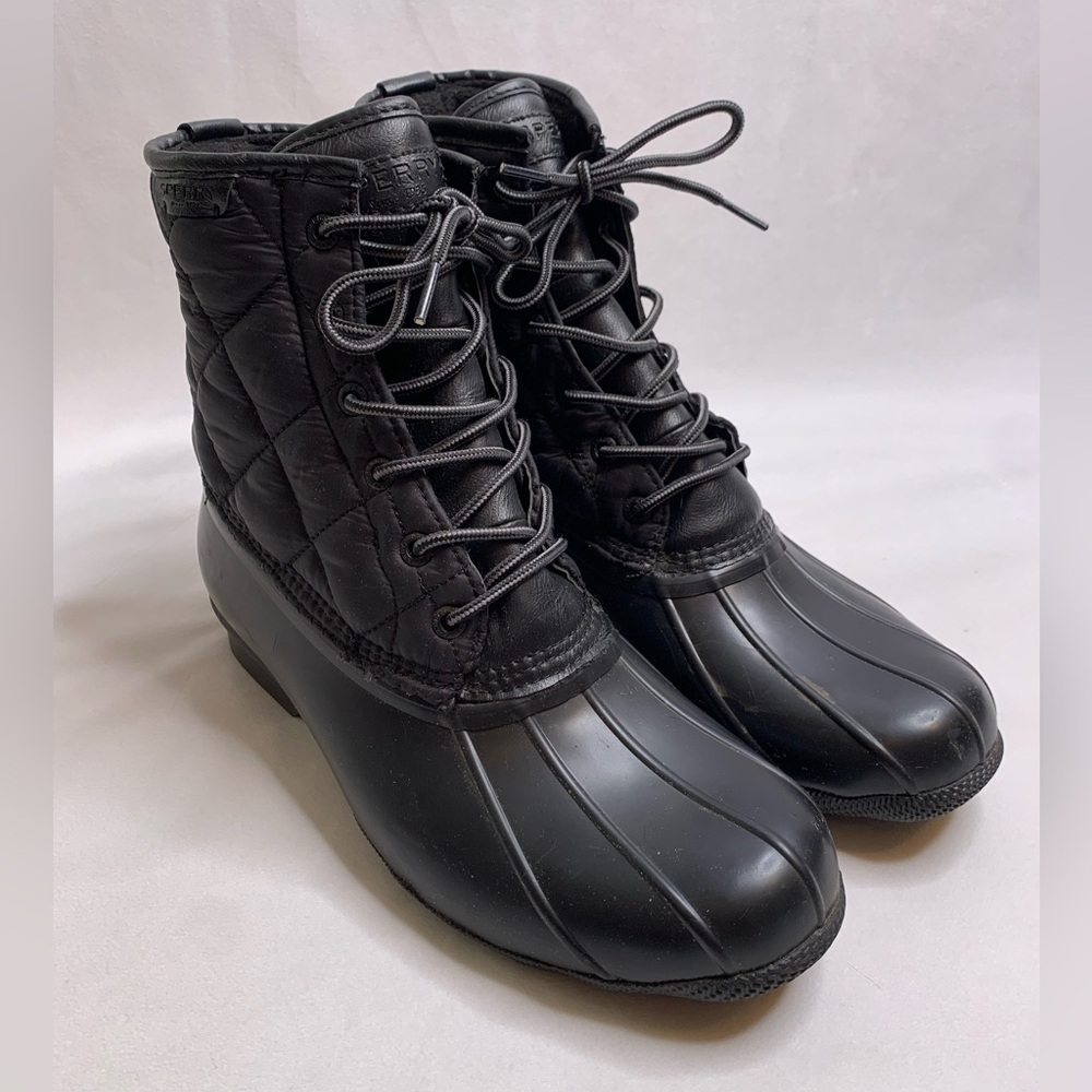 Men's Sperry Saltwater Quilted Duck Boots in black size 11.5 fall winter boots